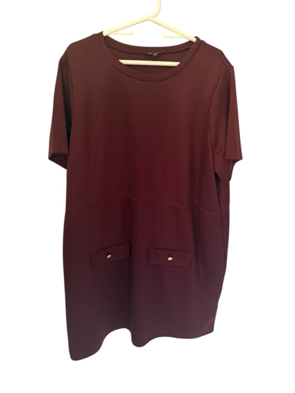 Lily Morgan Burgundy Casual Dress 3X Short Sleeve Gold Button Details